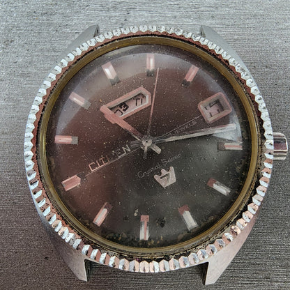 Citizen Crystal 7 Watch Men 38mm Gray Dial Silver Tone Daydate 33 Jewels PARTS