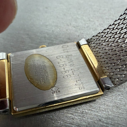 Seiko Tank Watch Men 24mm Gold Dial Gold Tone Rectangle Date 2A32-5019 PARTS VTG10