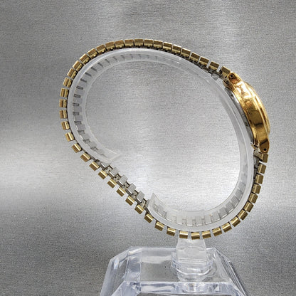 Seiko Watch Women 24mm Gold Dial Gold Tone Daydate Round 7N830141 New Battery8