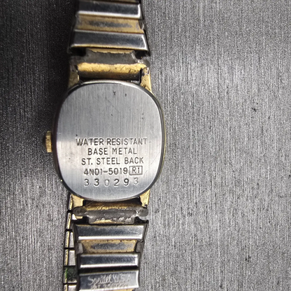 Seiko Watch Women 17mm Champagne Dial Gold Tone Oval 4N01-5019 New Battery VTG10