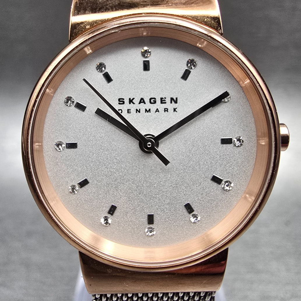 Skagen Ancher Watch Women 26mm White Dial Rose Gold Round SKW7203 New Battery1