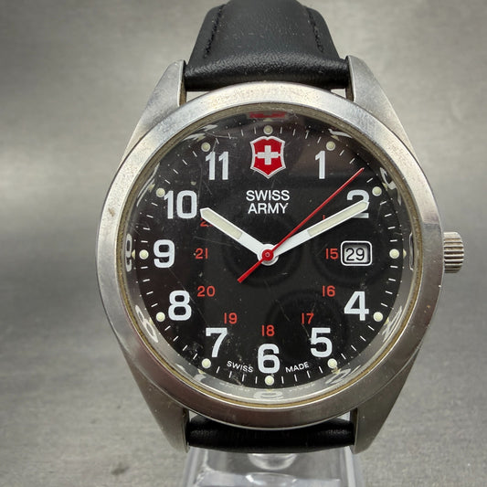 Victorinox Swiss Army Field Watch Men 40mm Black Dial Steel Date Round New battA0