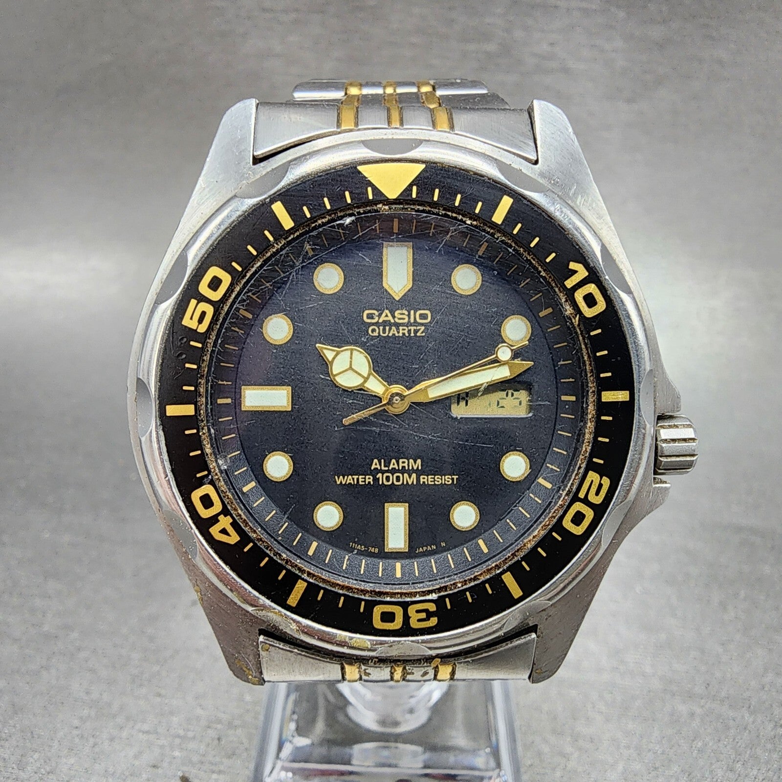 Casio MMA200 Dive Watch Men 42mm Black Dial Steel Analog Digital READ!!!!! Runs0