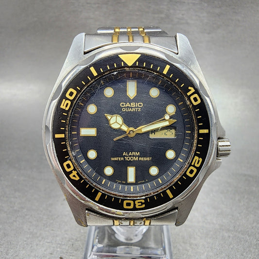 Casio MMA200 Dive Watch Men 42mm Black Dial Steel Analog Digital READ!!!!! Runs0