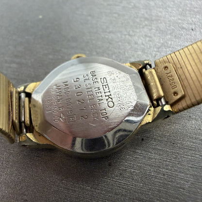 Seiko Watch Women 19mm Champagne Dial Gold Tone Round 1400-0079 New Battery9