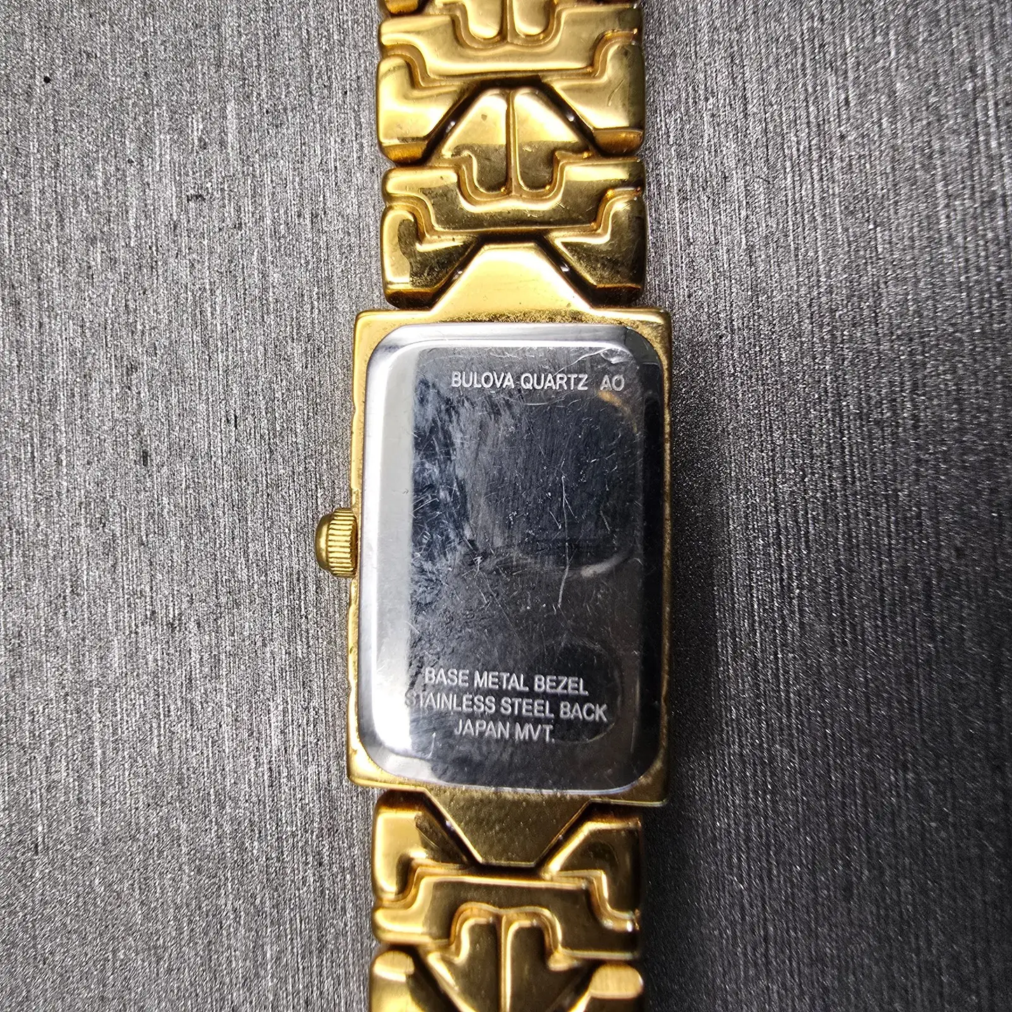 Bulova Tank Watch Women 13mm Black Dial Gold Tone Rectangle 97S56 New Battery10