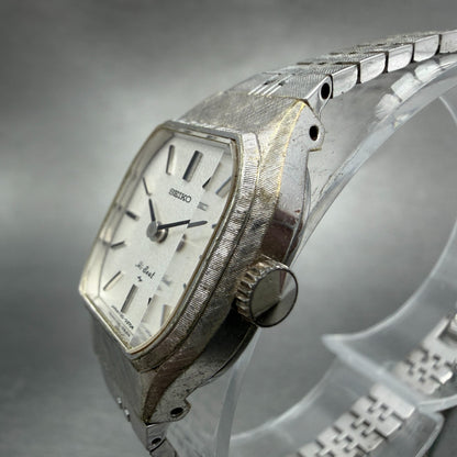 Seiko Tank Watch Women 20mm Silver Dial Silver Tone Manual 1120-3120 Runs2
