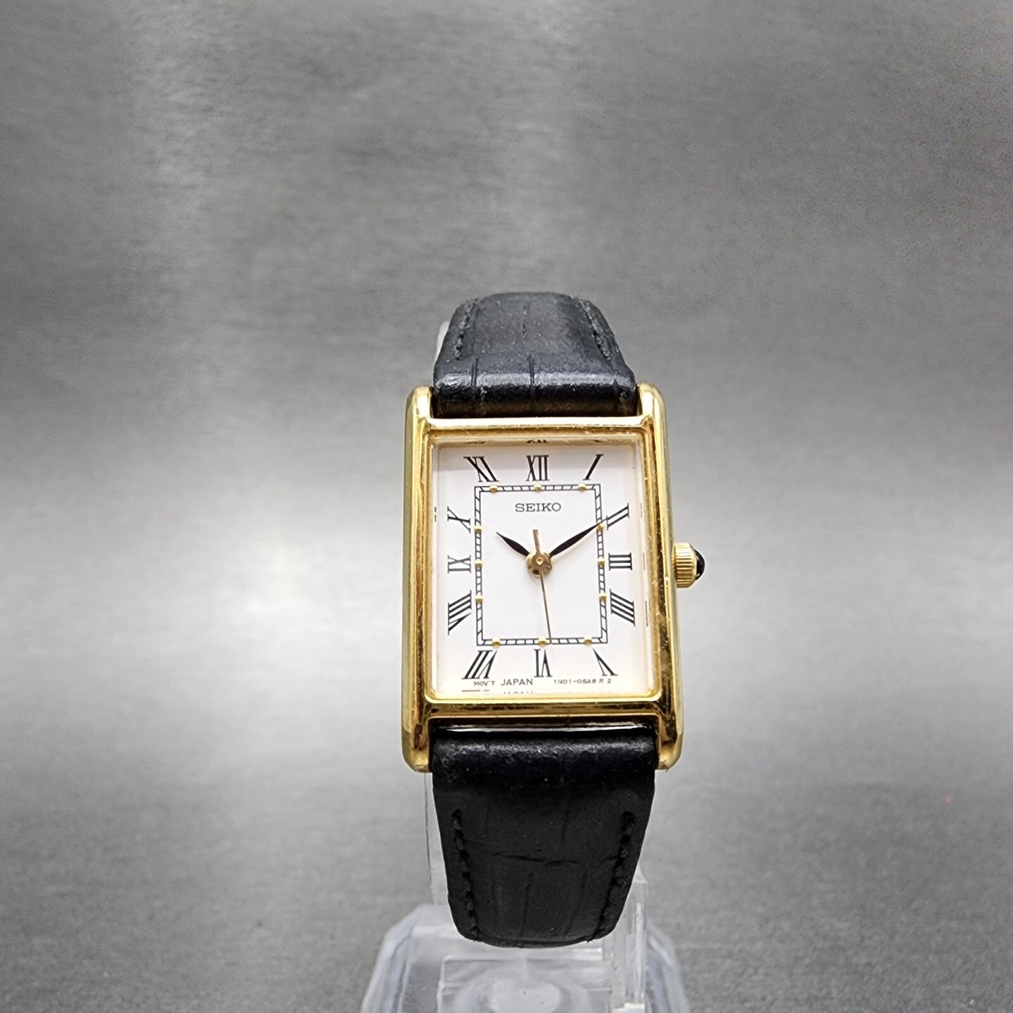 Seiko Tank Watch Women 18mm White Dial Gold Tone Rectangle 1N015G40 New Battery5