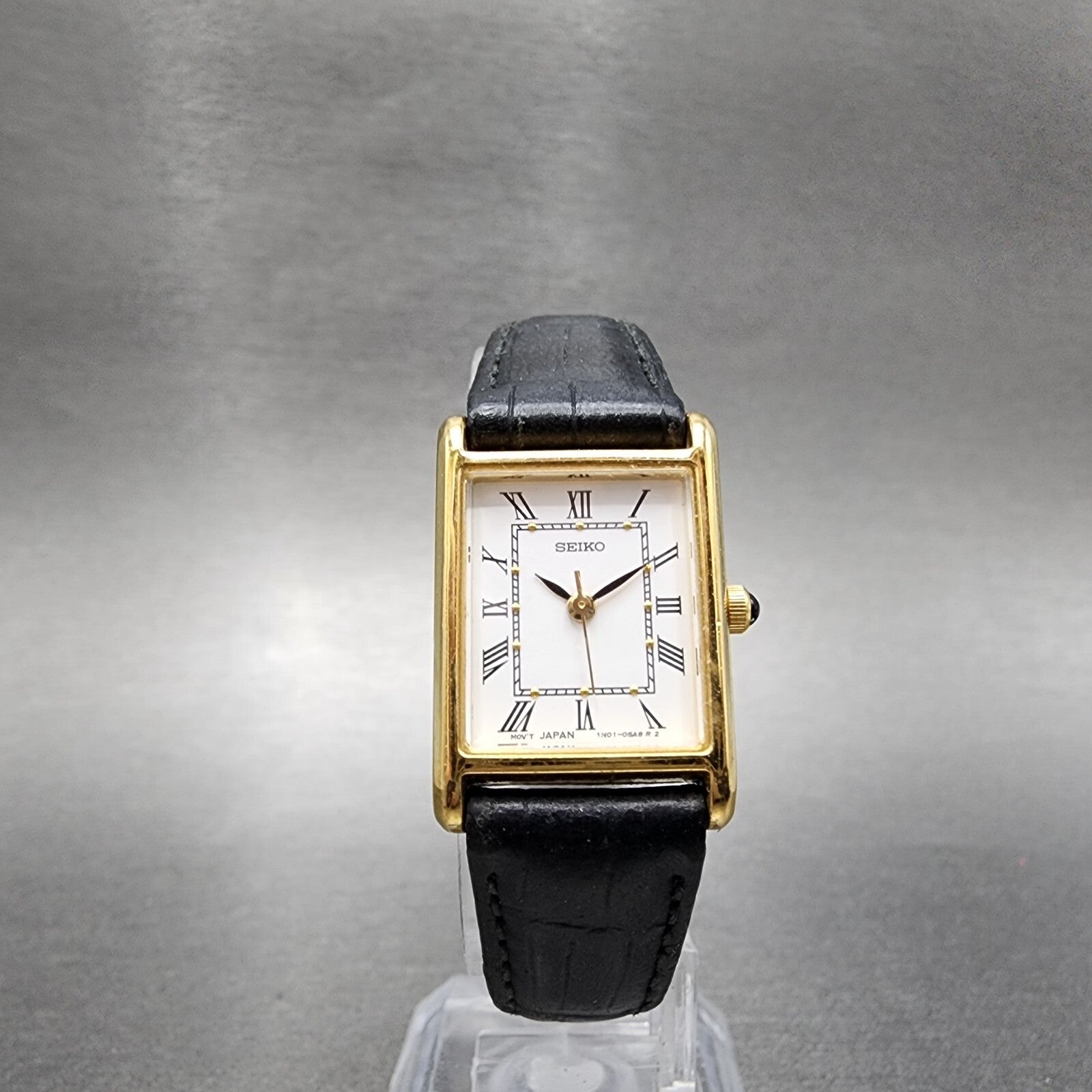 Seiko Tank Watch Women 18mm White Dial Gold Tone Rectangle 1N015G40 New Battery5