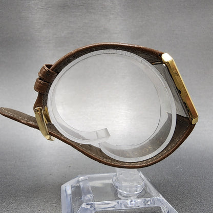 Seiko Tank Watch Men 26mm Champagne Dial Gold Tone 9021-5310 New Battery