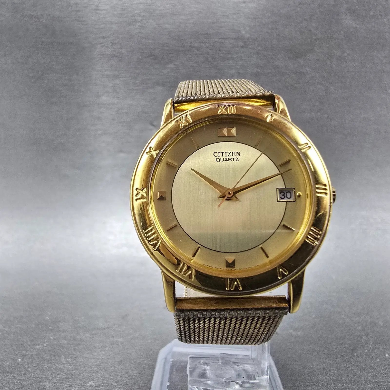 Citizen Watch Men 33mm Champagne Dial Gold Tone Date 5510-K06860 New Battery5