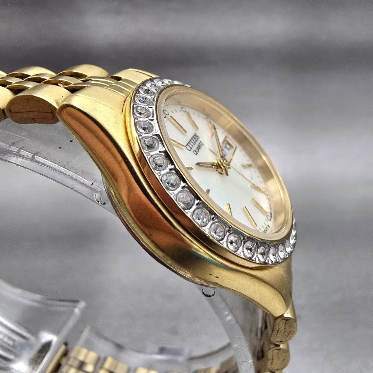 Citizen Watch Women 26mm MOP Dial Gold Tone Daydate Gemmed 1002-S044456 New Batt3
