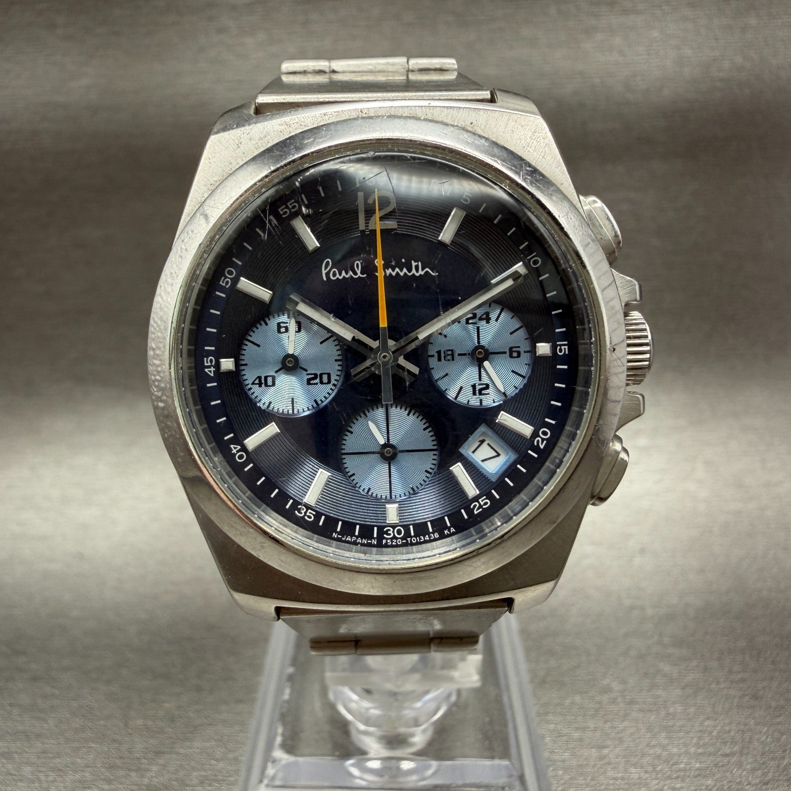 Paul Smith Chronograph Watch Women 34mm Blue Dial Steel Date Round New Battery0