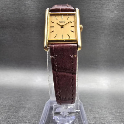 Seiko Tank Watch Women 18mm Gold Dial Gold Tone Rectangle 2C20-5019 New Battery5