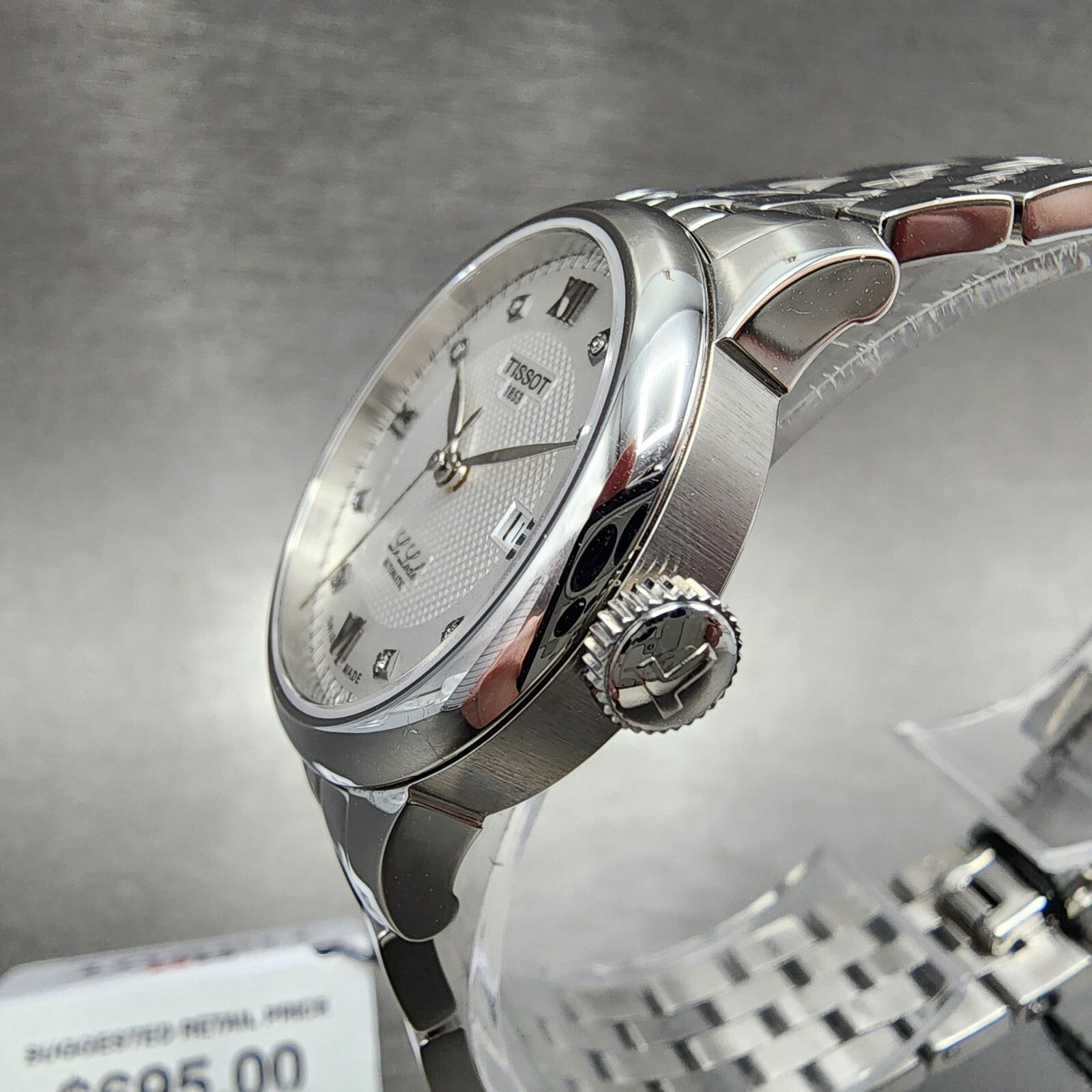 Tissot Le Locle Automatic Watch Women 29mm Silver Dial Diamond Accent Date Steel2