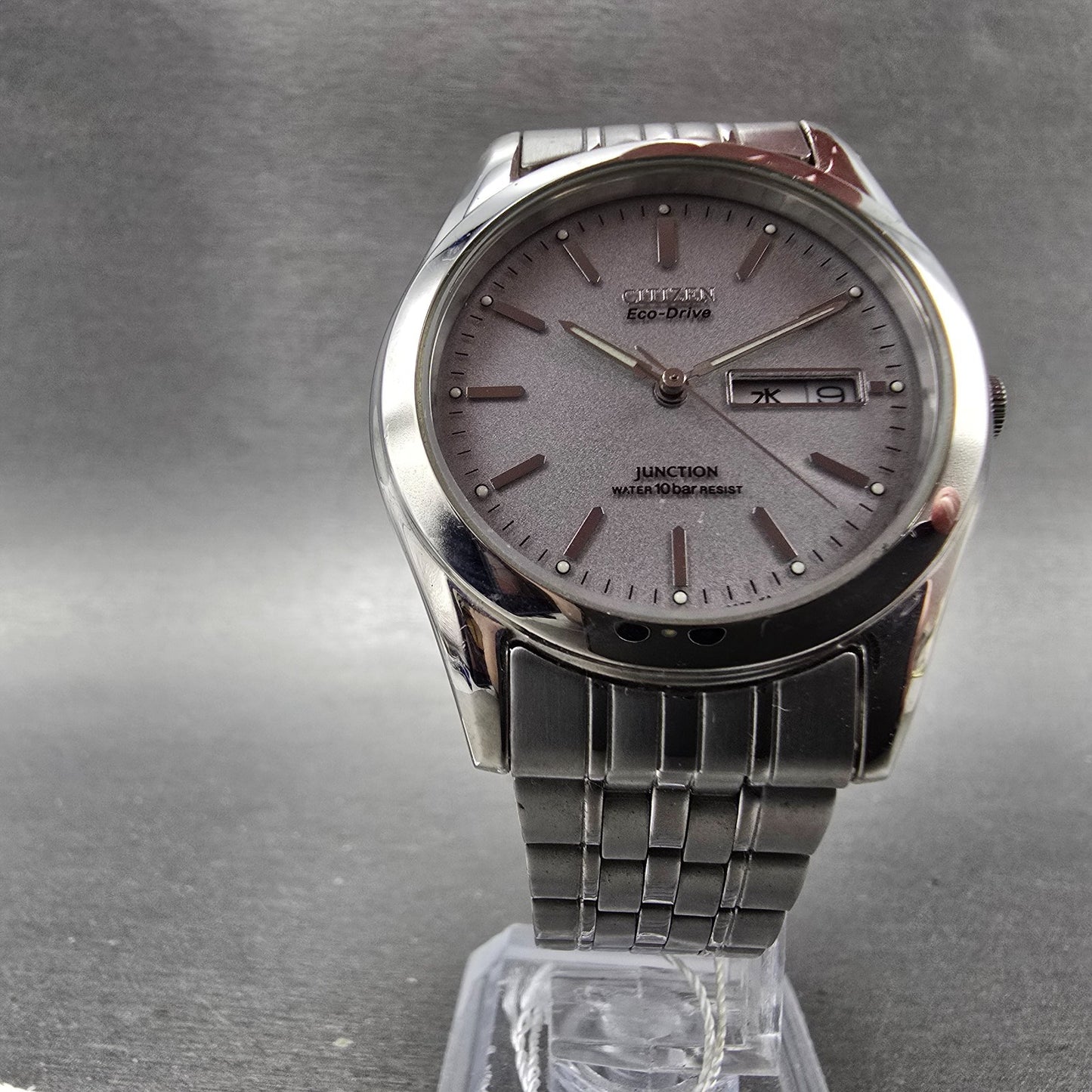 Citizen Eco-Drive Junction Watch Men 36mm Silver Dial Steel Daydate Round Runs5