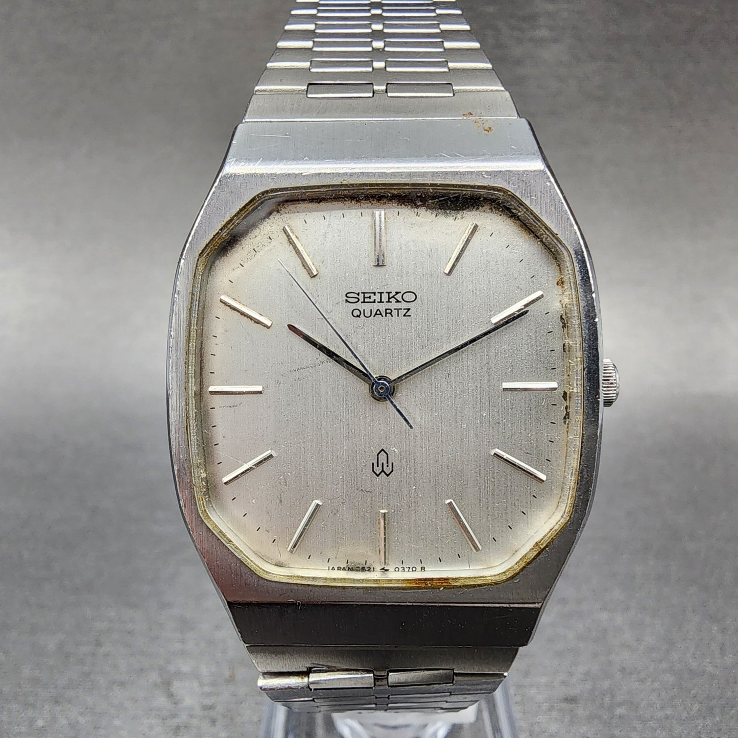 Seiko Tank Watch Men 30mm Silver Dial Silver Tone 2621-5180 New Battery