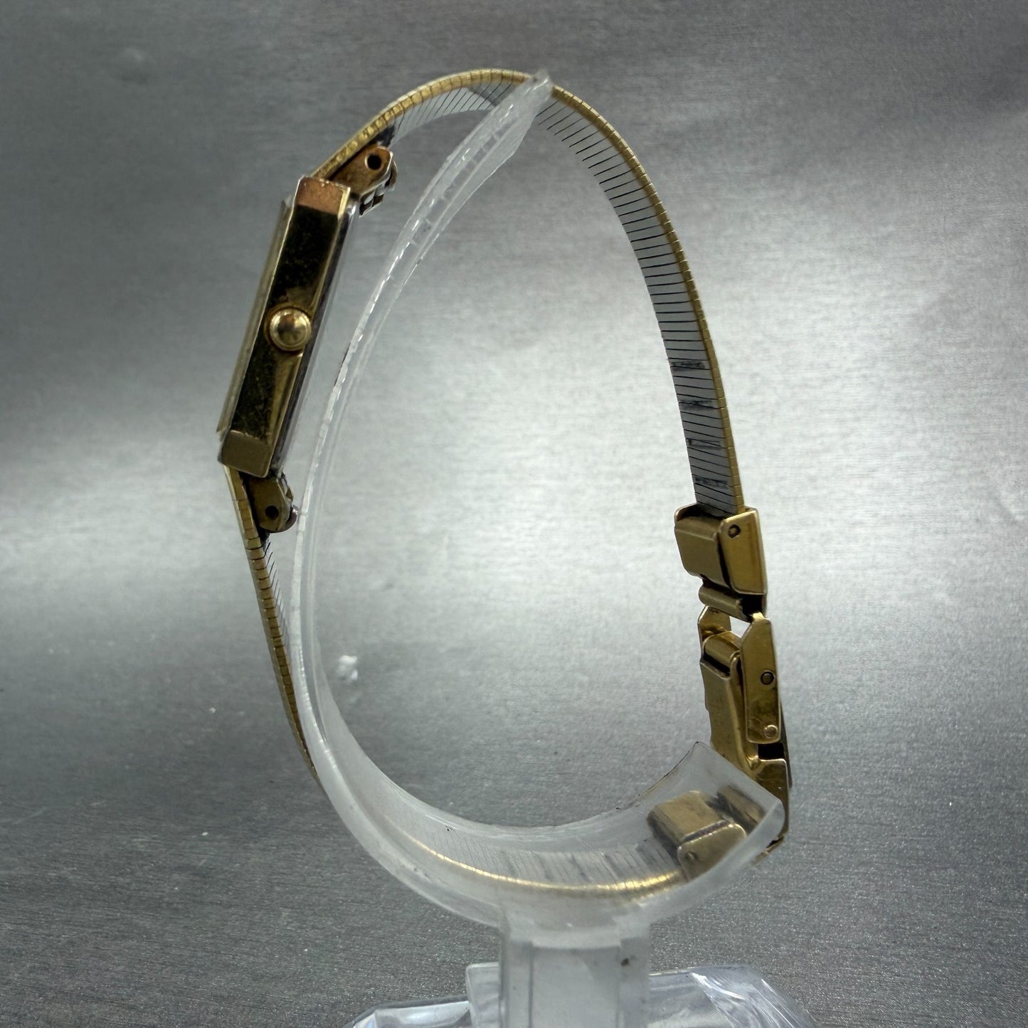 Bulova Tank Watch Women 13mm Champagne Dial Gold Tone Rdctangle 92T75 NewBattery6