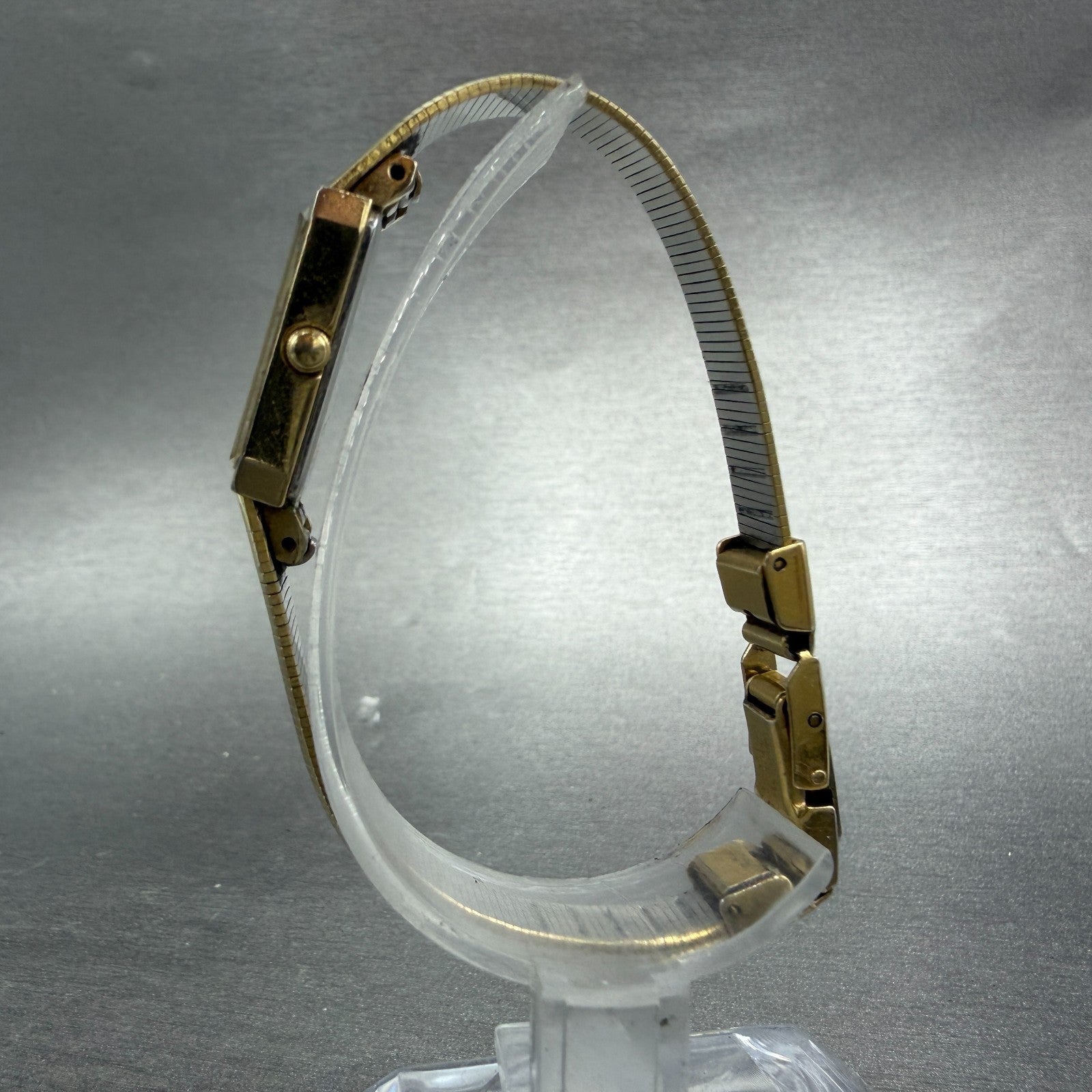 Bulova Tank Watch Women 13mm Champagne Dial Gold Tone Rdctangle 92T75 NewBattery6