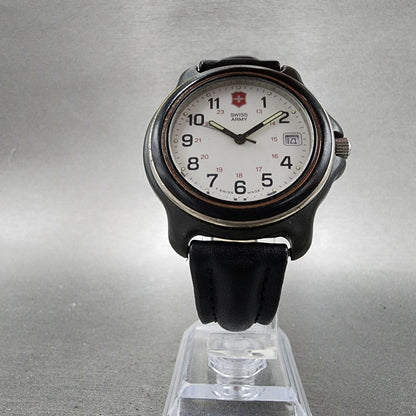 Swiss Army Original Watch men 39mm White Dial Black Tone Date Round  New Battery5