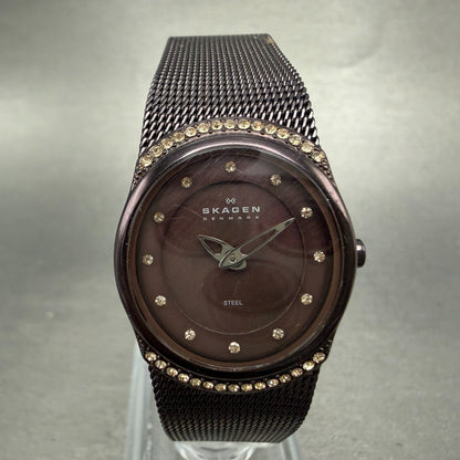 Skagen Watch Women 23mm MOP Dial Purple Tone Ovel Cyrtstals 686XSMM New Battery0