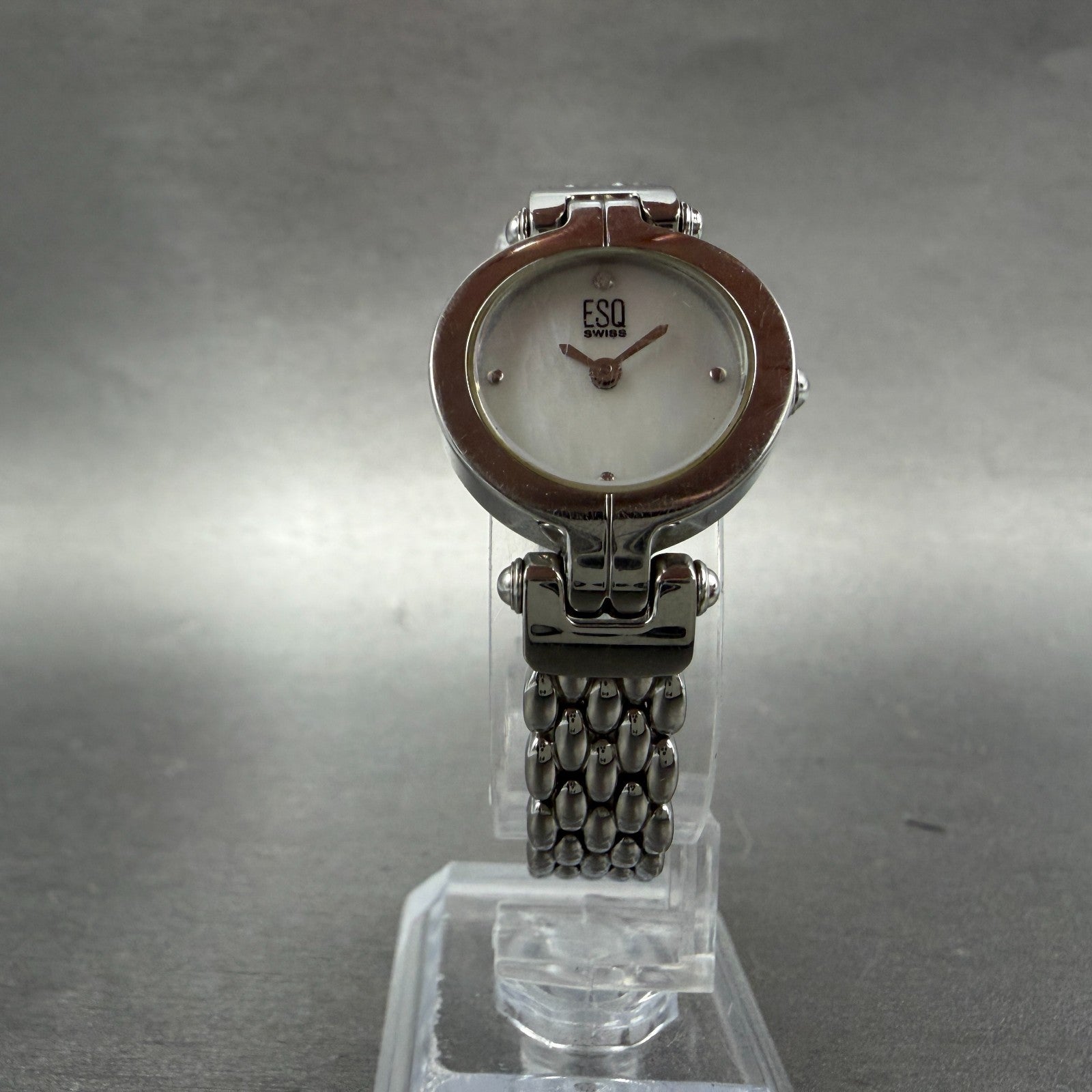 ESQ Watch Women 22mm MOP Dial Silver Tone Round E5418 New Battery5