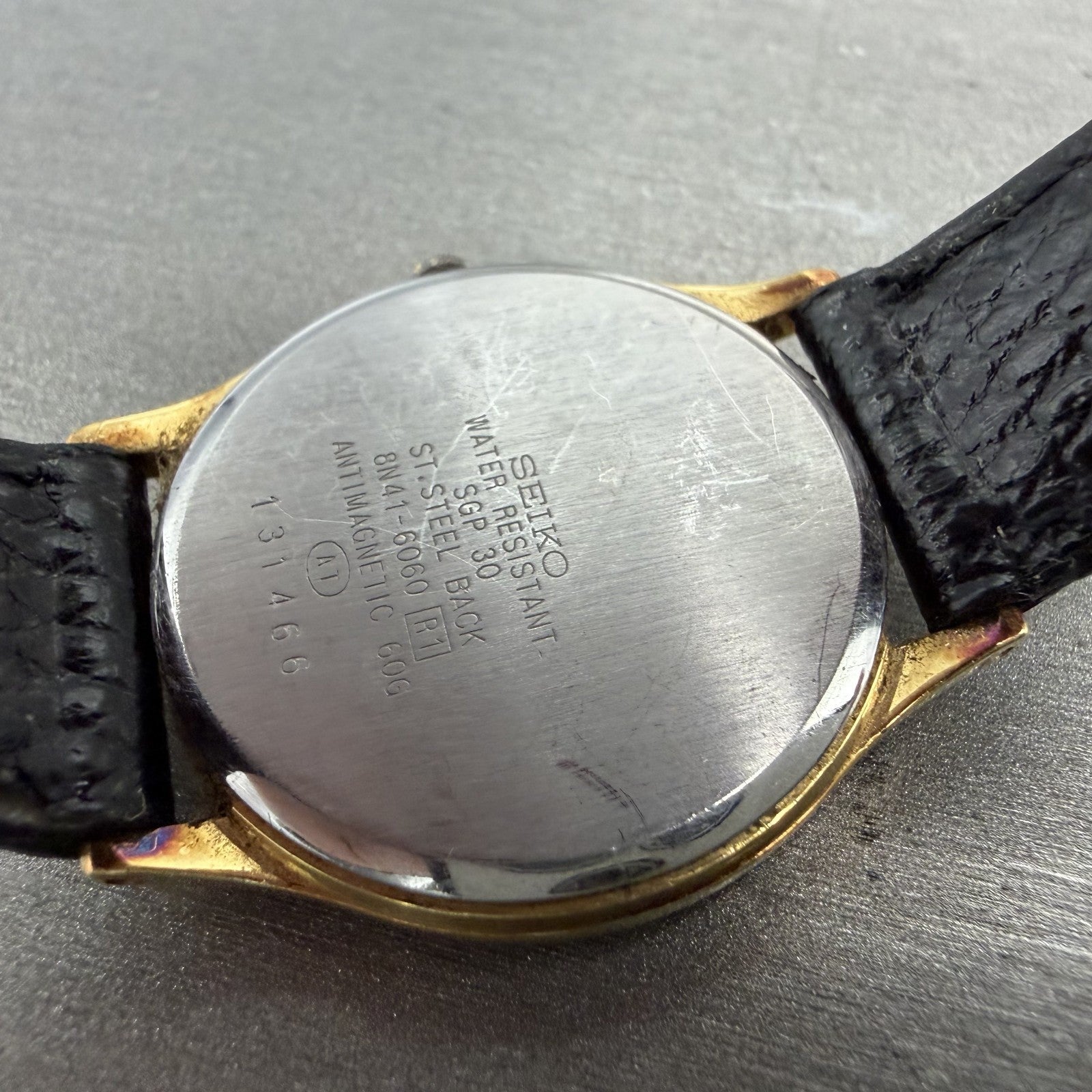 Seiko Dolce Watch Men 32mm Champagne Dial Gold Tone 8N41-6060 New Battery9