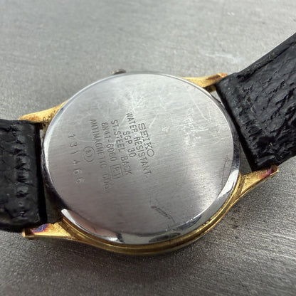 Seiko Dolce Watch Men 32mm Champagne Dial Gold Tone 8N41-6060 New Battery9