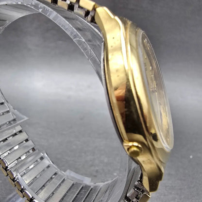 Casio Analog Digital Watch Men 35mm Champagne Dial Gold Tone Alarm Chrono PARTS4