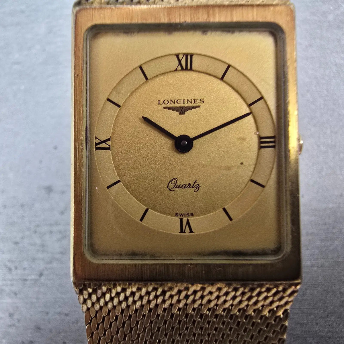 Longines Tank Watch Men 25mm Gold Dial Gold Tone Oval Rectangle L960.2 PARTS2