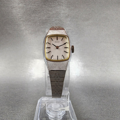 Seiko Watch Women 17mm Silver Dial Silver Tone Rectangle Manual Wind Runs  NOS6