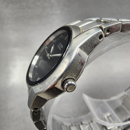 Citizen EcoDrive Watch Women 26mm Black Dial Steel Date Round E011S058503 Runs2