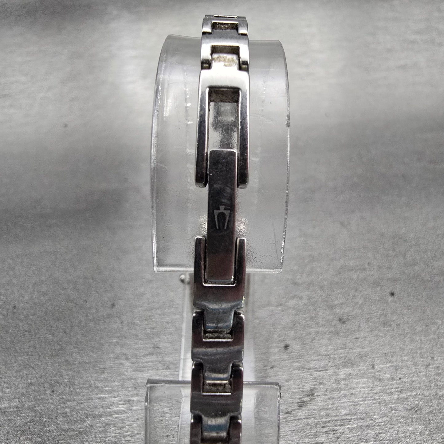 Bulova Watch Women 14mm Black Dial Silver Tone Gemmed Oval 96T15 New Battery6