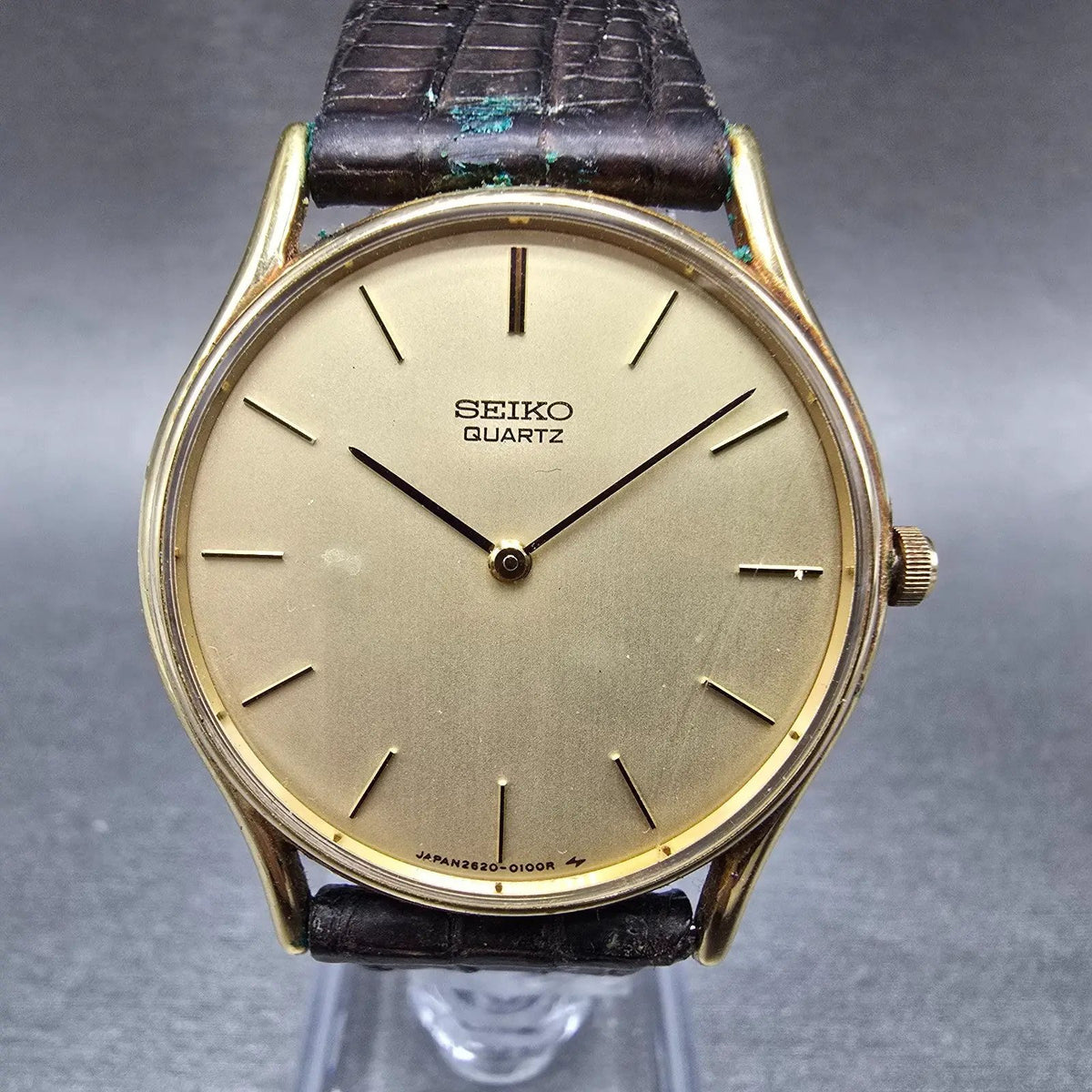 Seiko Watch Men 33mm Gold Dial Gold Tone Round 2620-0039 2620 Movement PARTS0