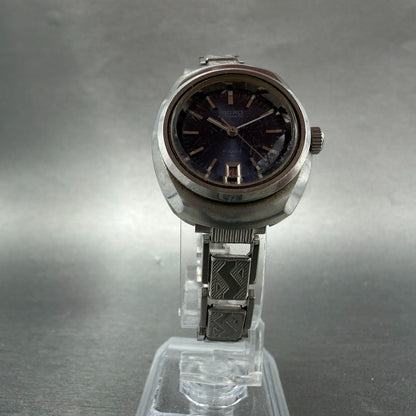 Seiko Automatic Watch Women 28mm Blue Dial Silver Tone Date 2205-0030 Runs5