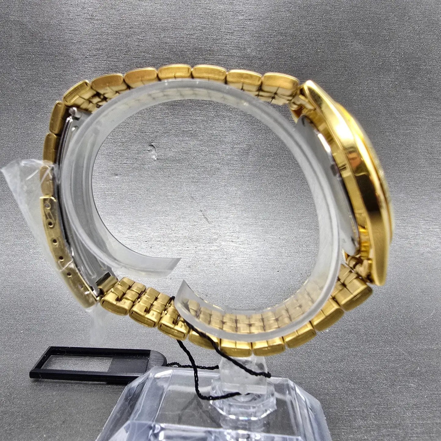 Seiko Watch Men 37mm Champagne Dial Gold Tone Daydate 7N43-9048 New Battery7