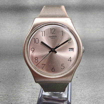 Swatch PINKBAYA Watch Women Pink Dial Pink Case Date Round GP403 New Battery0