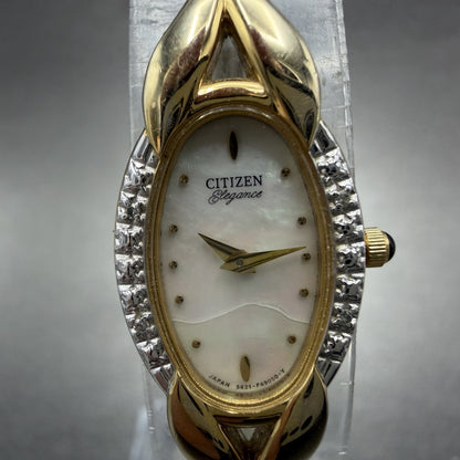 Citizen Elegance Watch Women 15mm White Dial Gold Tone Oval 5421-F44701 NewBatte1