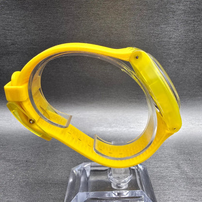 Swatch Yellow Laquered Watch Men 41mm Skeleton Dial Round SUOJ100 New Battery8