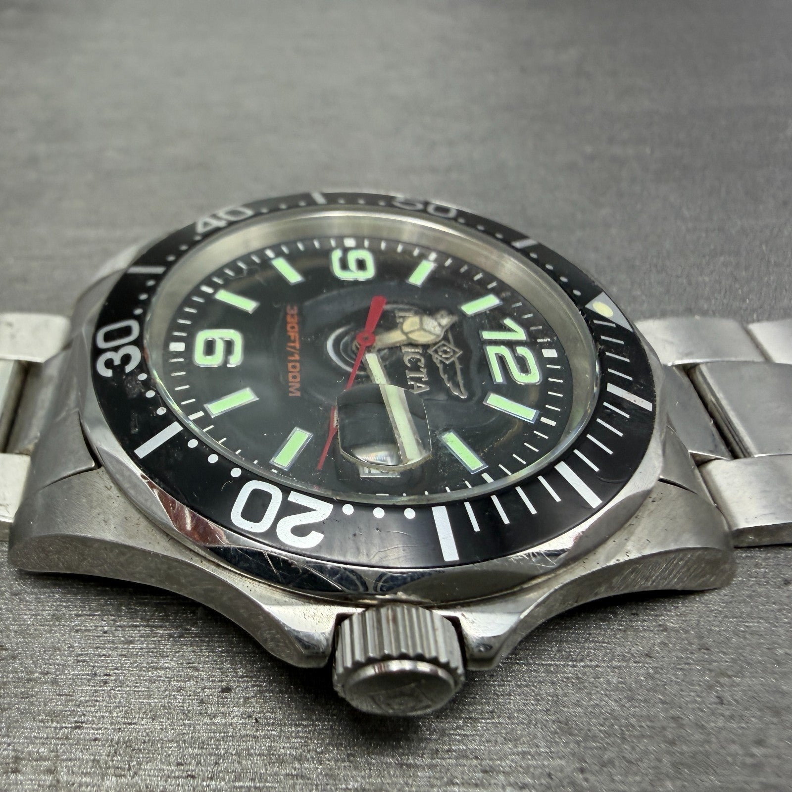 Invicta Diver Watch Men 43mm Black Dial Steel Date Round 6499 PARTS4