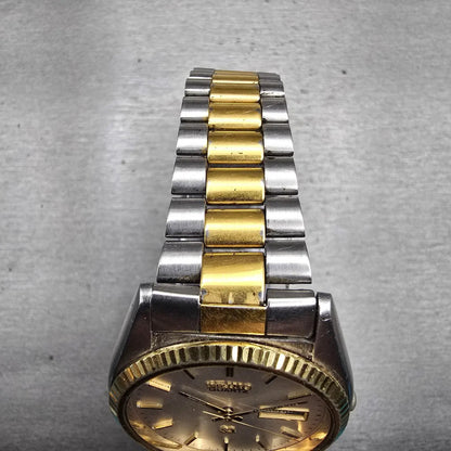 Seiko President Watch Men 35mm Silver Dial Two Tone Daydate 5H23-8020 New Batt4