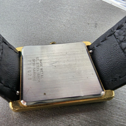 Seiko Tank Watch Men 26mm White Dial Gold Tone Rectangle 5p305a89 New Battery9