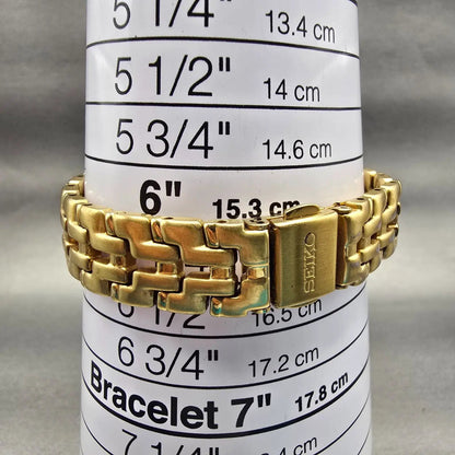 Seiko Watch Women 26mm Champagne Dial Gold Tone Date Round 7N82-0599 New Battery9