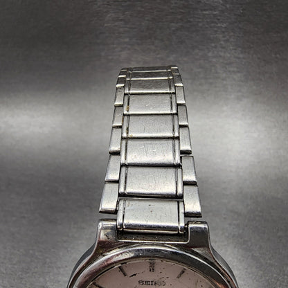 Seiko Spirit Watch Men 34mm White Dial Silver Tone Round 7N01-6A70 New Battery