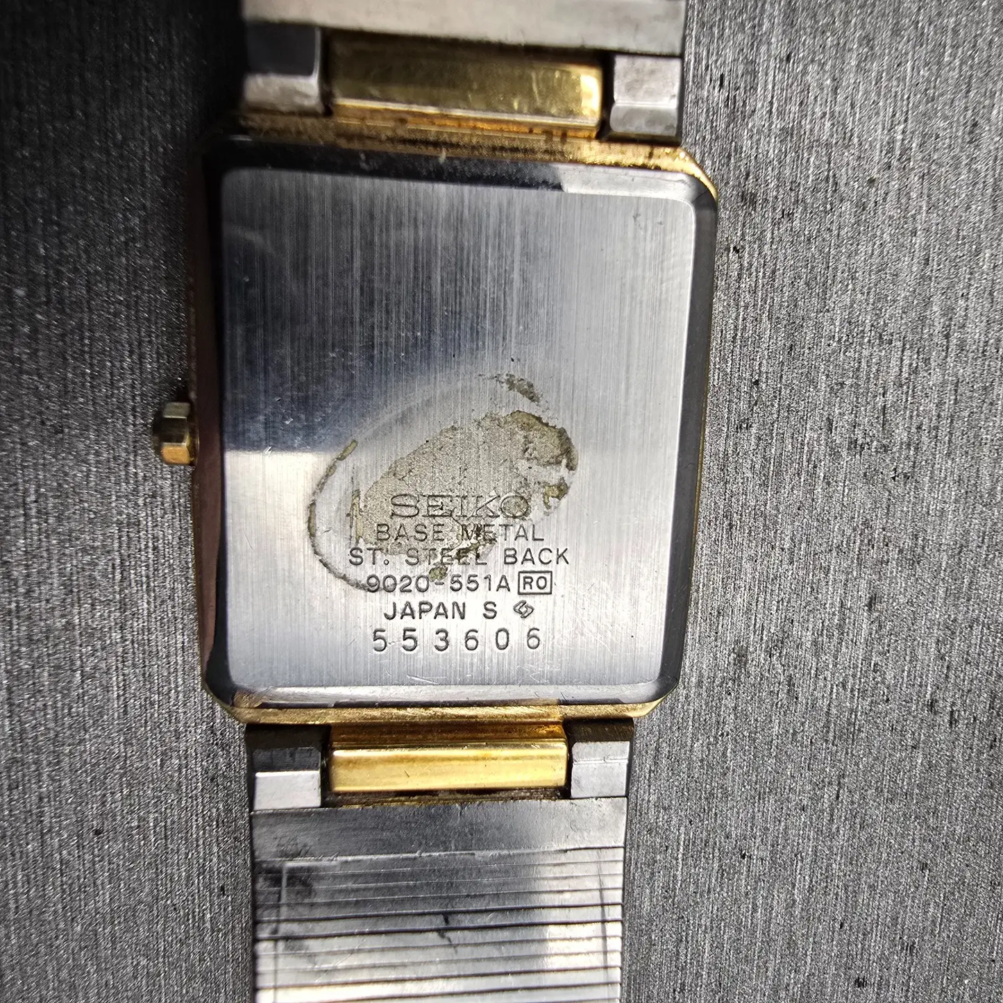 Seiko Watch Men 25mm Silver Dial Two Tone Rectangle 9020-551A New Battery VTG10