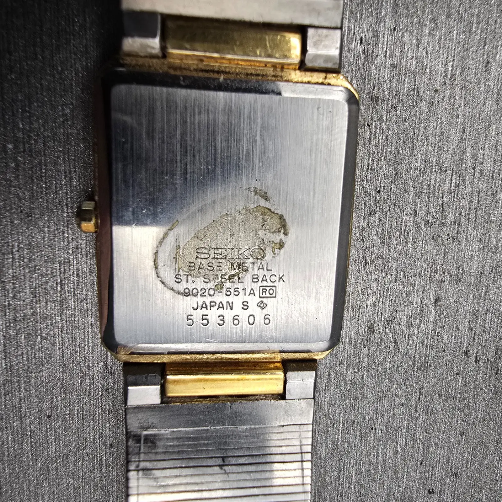 Seiko Watch Men 25mm Silver Dial Two Tone Rectangle 9020-551A New Battery VTG10