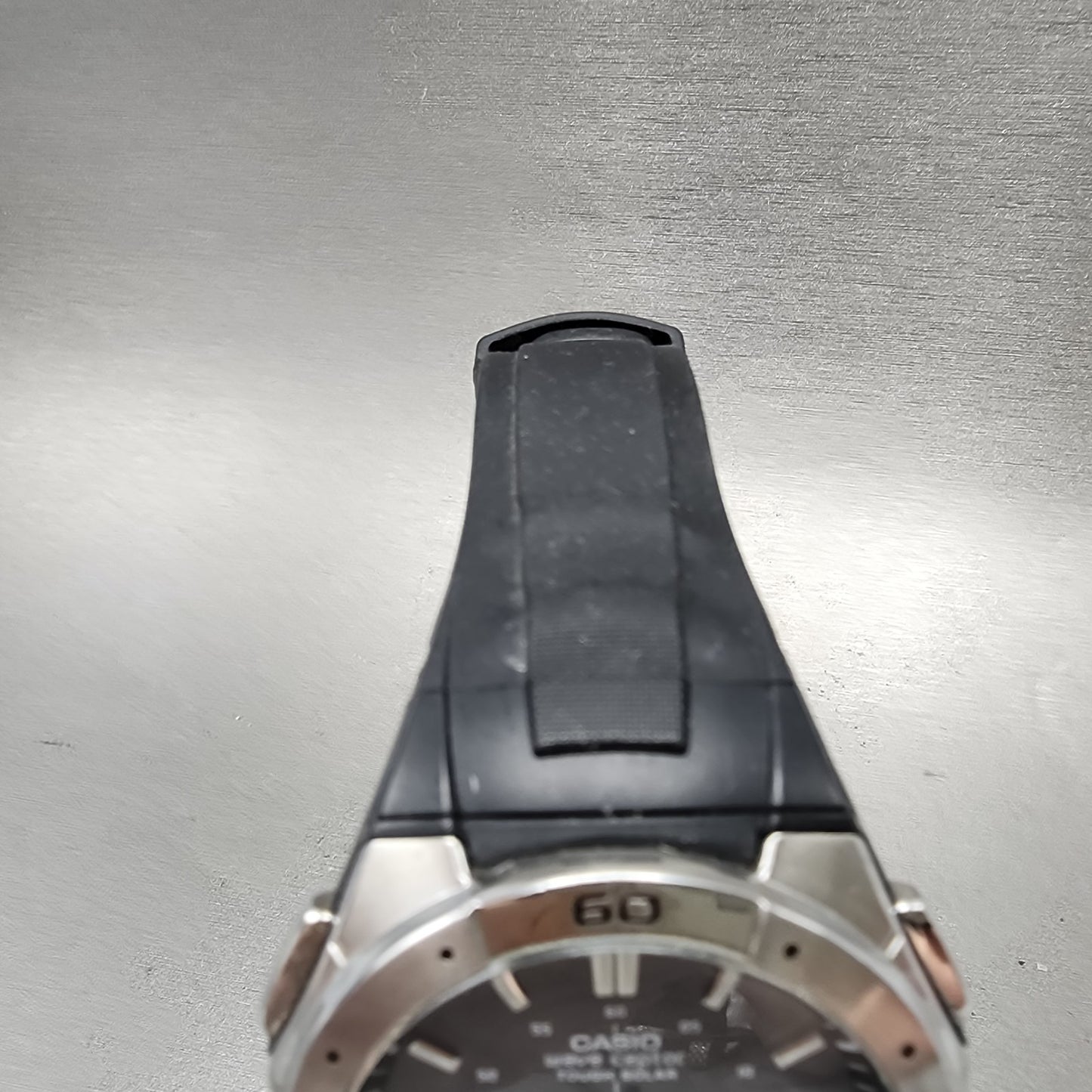 Casio Wave Ceptor Watch Men 42mm Black Dial Silver Tone Analog Digital Solar AB13