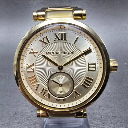Michael Kors Skyler Watch Women 41mm Champagne Dial Gold Tone MK-5867 New Batt0
