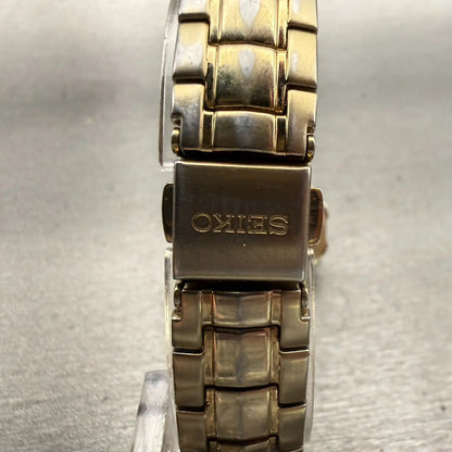 Seiko Coutura Watch Women 26mm MOP Dial Gold Tone Date Round 7N82-0CA0 New Batt7
