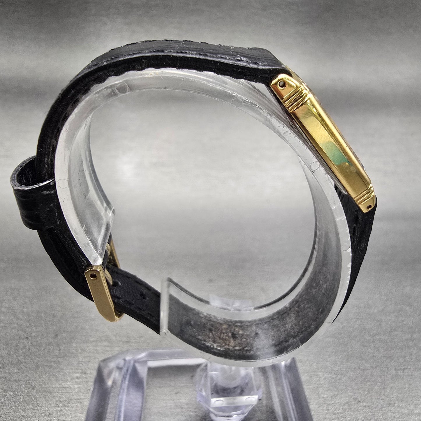 Seiko Watch Women 19mm Gray Dial Gold Tone Rectangle 2B20-5449 New Battery VTG8